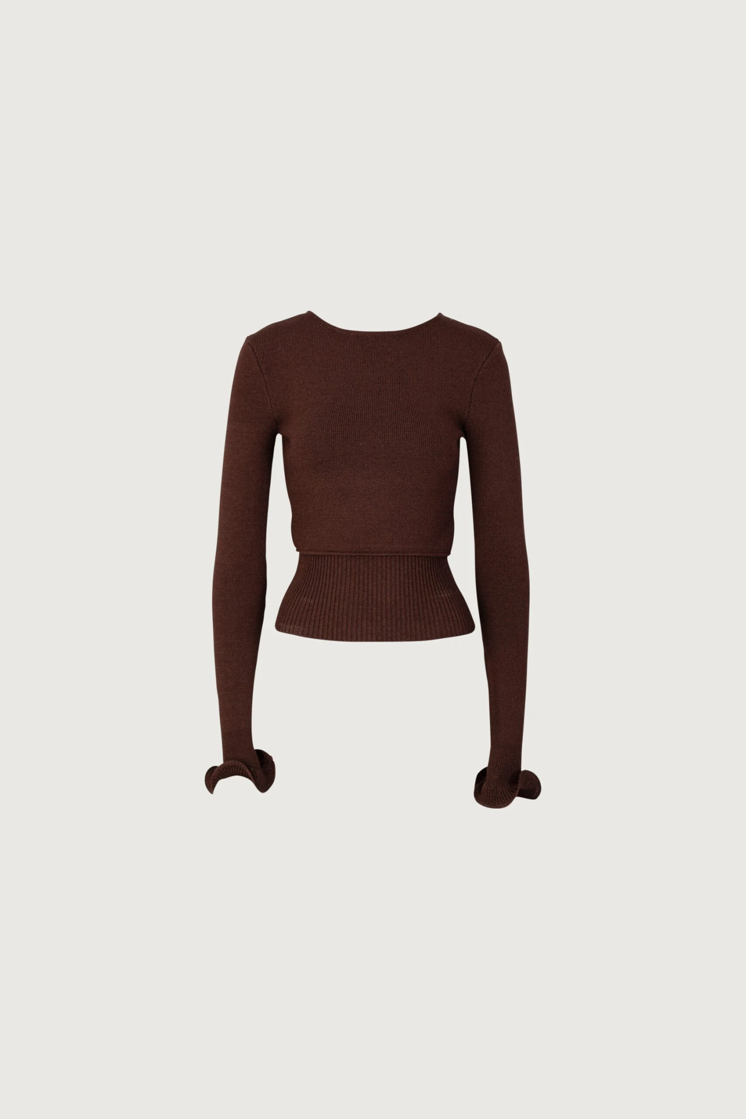 Ruffle Hem Sweater (Chocolate Brown)(Ruffle Hem Sweater Chocolate Brown) 1 Ruffle Hem Sweater (Chocolate Brown)(Ruffle Hem Sweater Chocolate Brown)