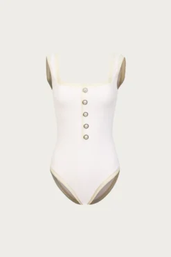 The Grace Tank One Piece (Faux Suede White/Cream)(The Grace Tank One Piece Faux Suede White Cream)