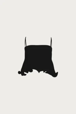 Ruffle Hem Crop Top (Black)(Ruffle Hem Crop Top Black)