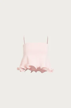Ruffle Hem Crop Top (Pale Pink)(Ruffle Hem Tank Top Pale Pink)