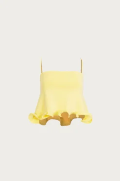 Ruffle Hem Crop Top (Butter Yellow)(Ruffle Hem Crop Top Butter Yellow)