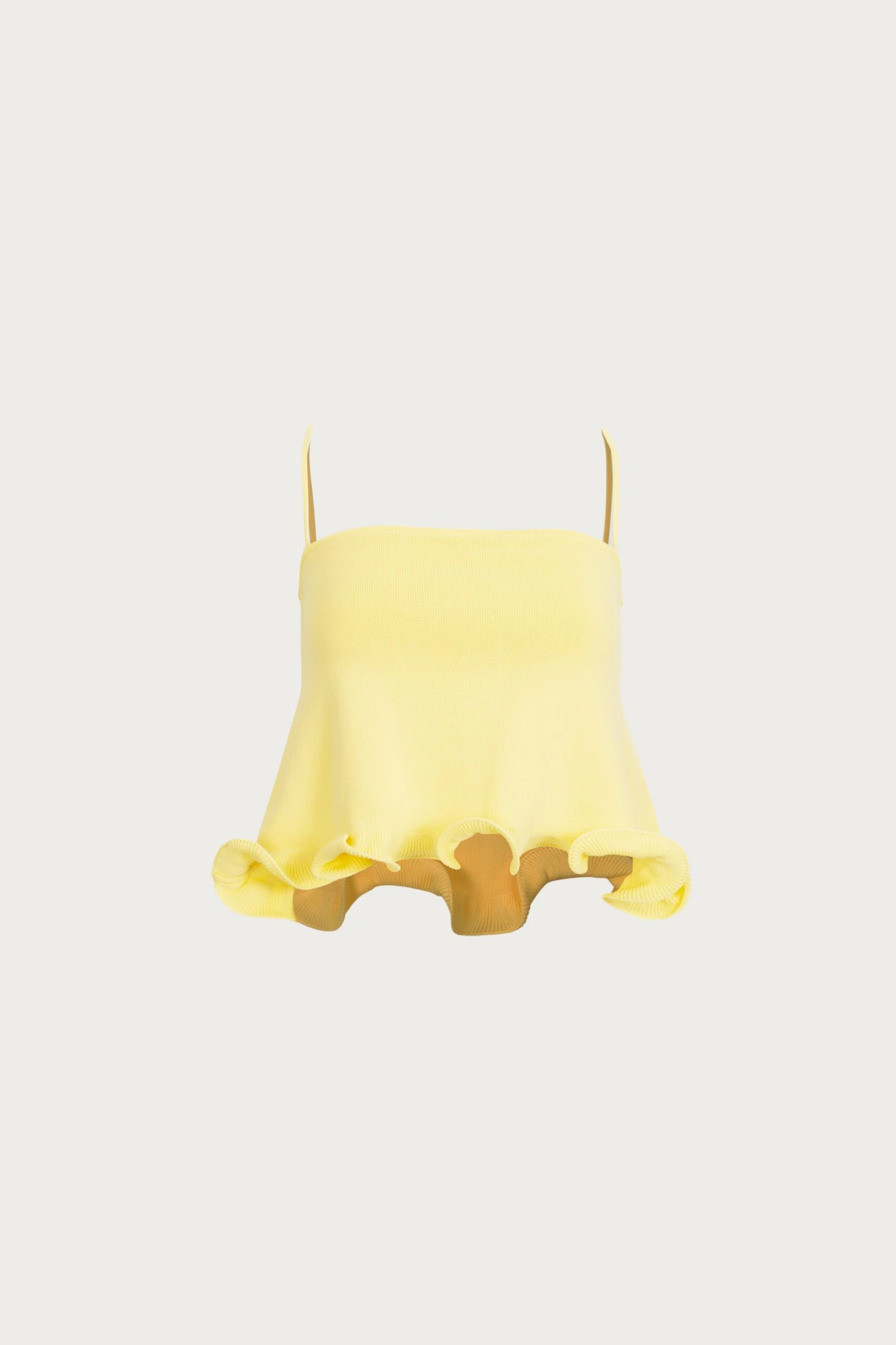 Ruffle Hem Crop Top (Butter Yellow)(Ruffle Hem Crop Top Butter Yellow) 1 Ruffle Hem Crop Top (Butter Yellow)(Ruffle Hem Crop Top Butter Yellow)