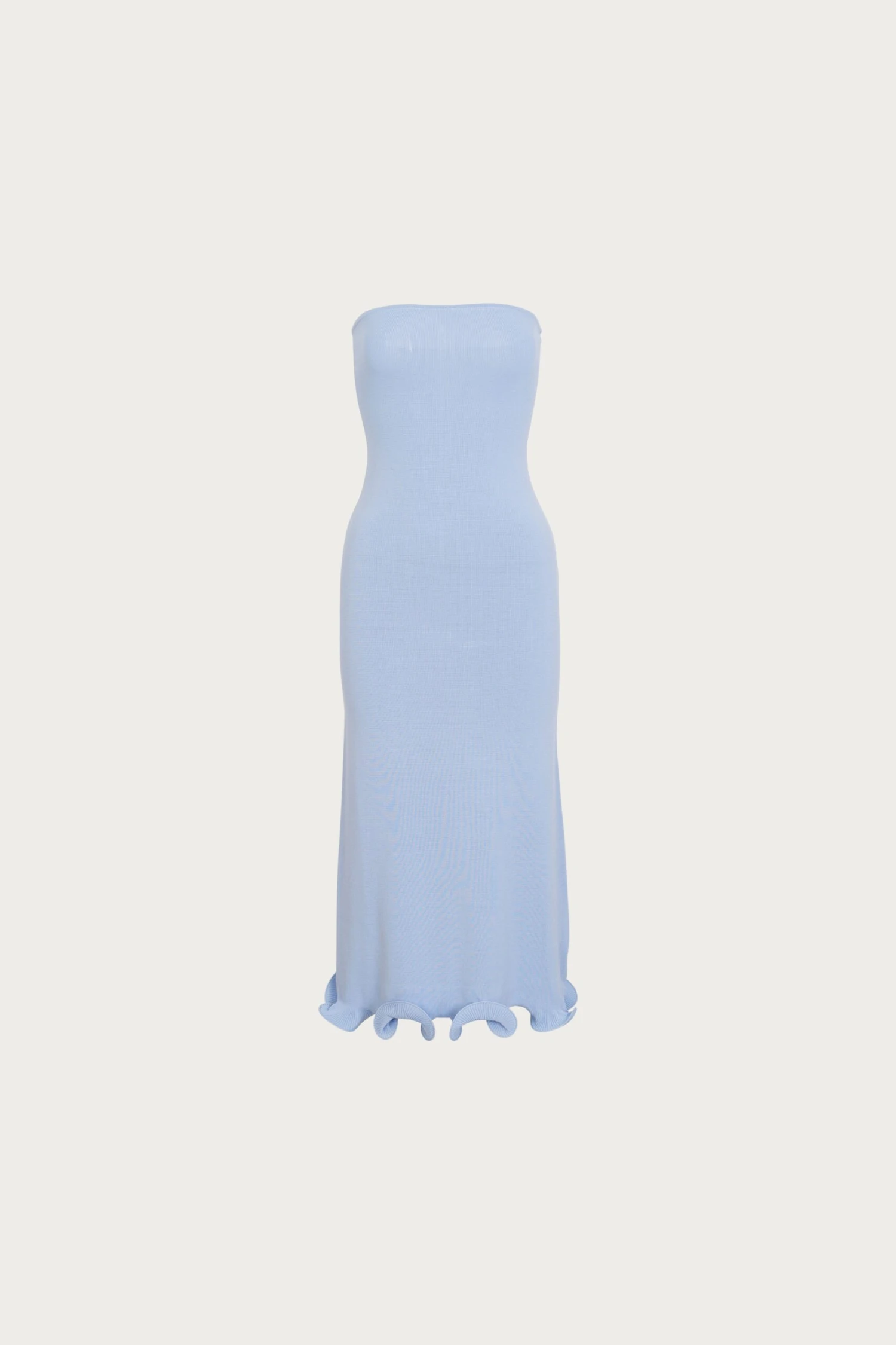 Ruffle Hem Strapless Dress (Light Blue)(Ruffle Hem Strapless Dress Baby Blue) 1 Ruffle Hem Strapless Dress (Light Blue)(Ruffle Hem Strapless Dress Baby Blue)