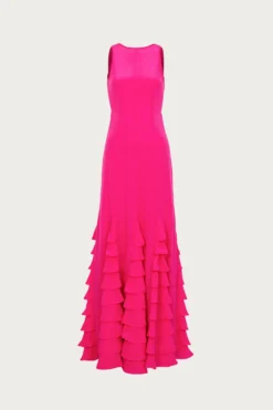 Tiered Chiffon Gown (Fuchsia)(Tiered Chiffon Gown Fuchsia)