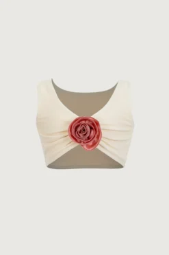 Rose Tank Top (faux Suede Cream/blush)(Rose Tank Top Faux Suede Cream Blush)