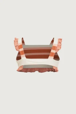 Ruffle Bandeau Top (cream Camel Blush Stripe/blush)(Mini Me Top Cream Camel Blush Stripe Ribbed Blush) -Same Los Angeles 24.03.17 7933 2
