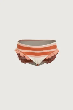 Ruffle Brief Bottom (cream Camel Blush Stripe/blush)(Mini Me Bottom Cream Camel Blush Stripe Ribbed Blush)