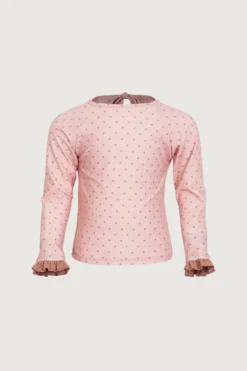 Ruffle Rashguard (blush Camel Polka Dot/camel)(Ruffle Rashguard Blush Camel Polka Dot Camel)