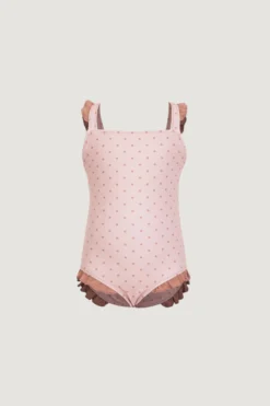 Ruffle One Piece (blush Camel Polka Dot/camel)(Ruffle One Piece Blush Camel Polka Dot Camel)