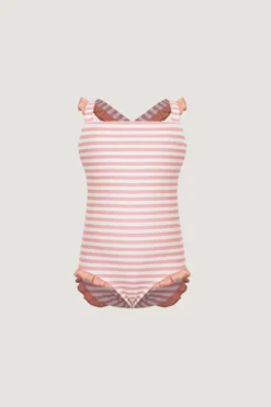 Ruffle One Piece (blush Stripe/blush)(Ruffle One Piece Blush Stripe Blush)