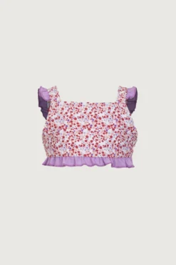 Ruffle Bandeau Top (mini Floral/purple)(Ruffle Bandeau Top Mini Floral Purple)