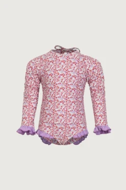 Ruffle Rashguard One Piece (mini Floral/purple)(Ruffle Rashguard One Piece Mini Floral Purple)