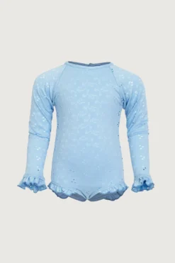 Ruffle Rashguard One Piece (blue Eyelet)(Ruffle Rashguard One Piece Blue Eyelet)