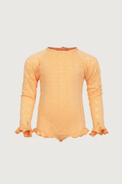 Ruffle Rashguard One Piece (peach Eyelet)(Ruffle Rashguard One Piece Peach Eyelet)