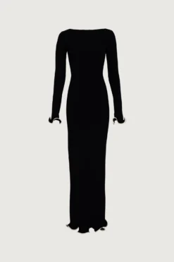 Ruffle Hem Maxi Dress (Black/Cream)(Ruffle Hem Maxi Dress Black Cream)