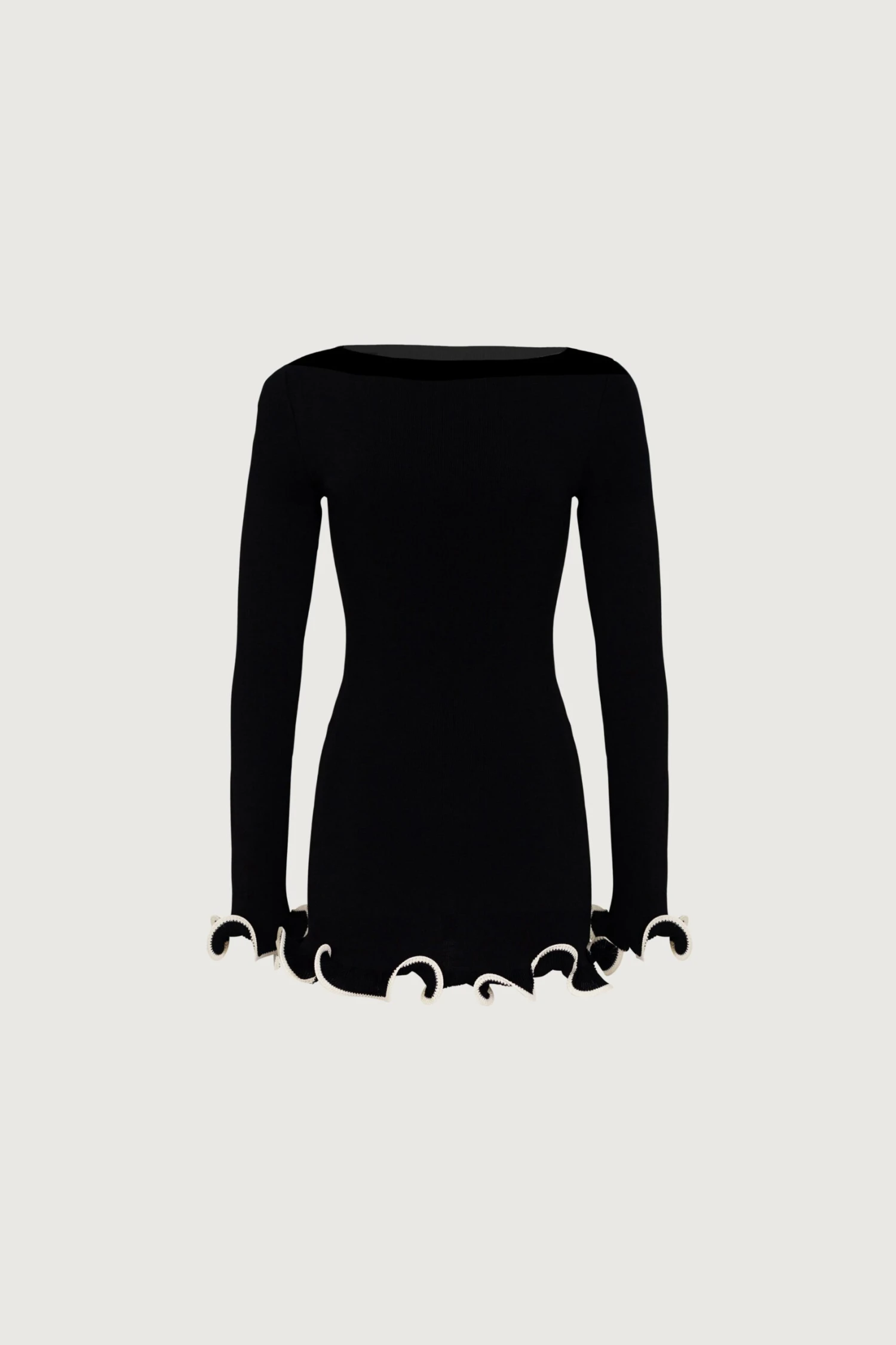 Ruffle Hem Mini Dress (Black/Cream)(Ruffle Hem Mini Dress Black Cream) 1 Ruffle Hem Mini Dress (Black/Cream)(Ruffle Hem Mini Dress Black Cream)