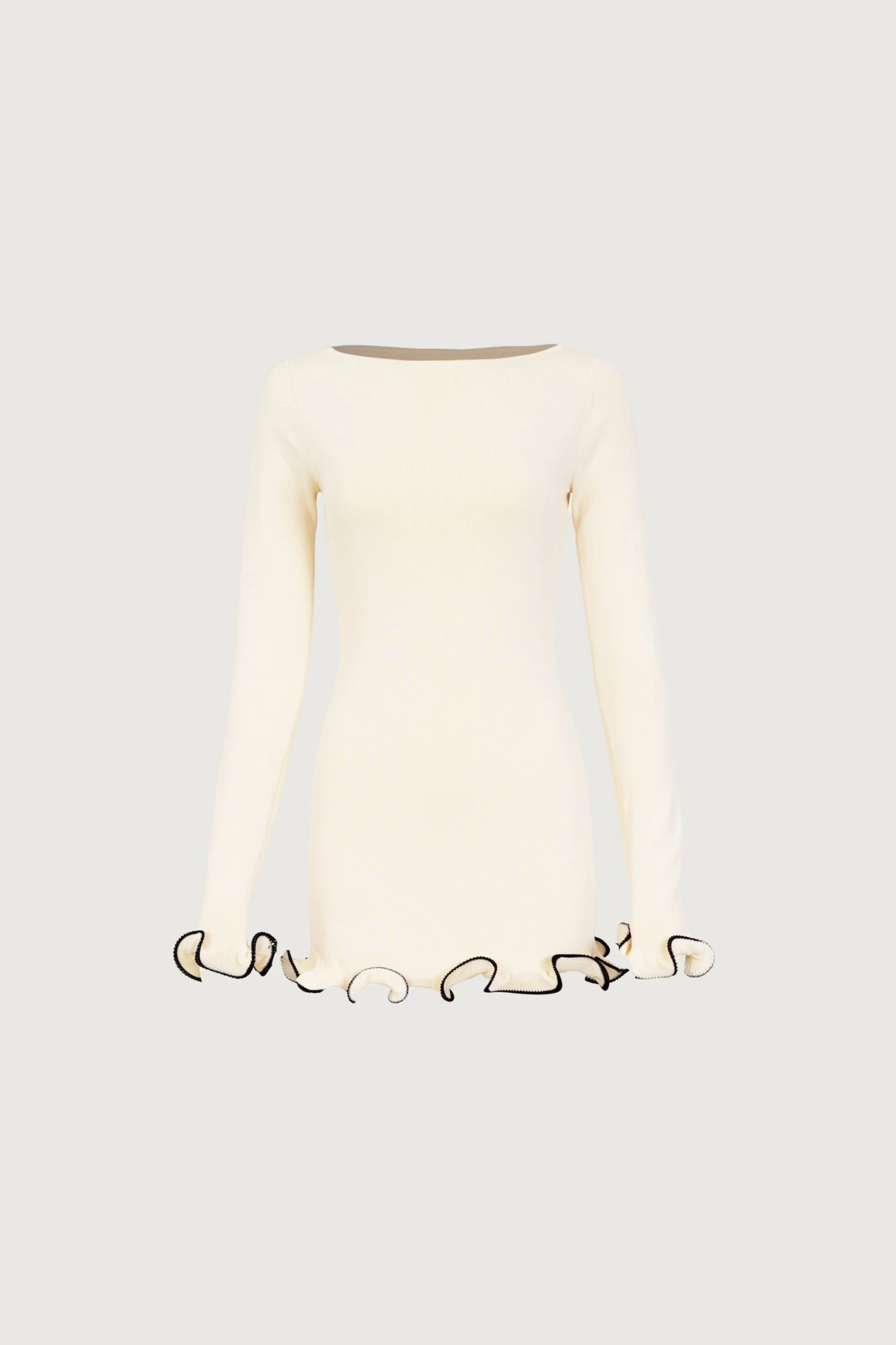 Ruffle Hem Mini Dress (Cream/Black)(Ruffle Hem Mini Dress Cream Black) 1 Ruffle Hem Mini Dress (Cream/Black)(Ruffle Hem Mini Dress Cream Black)