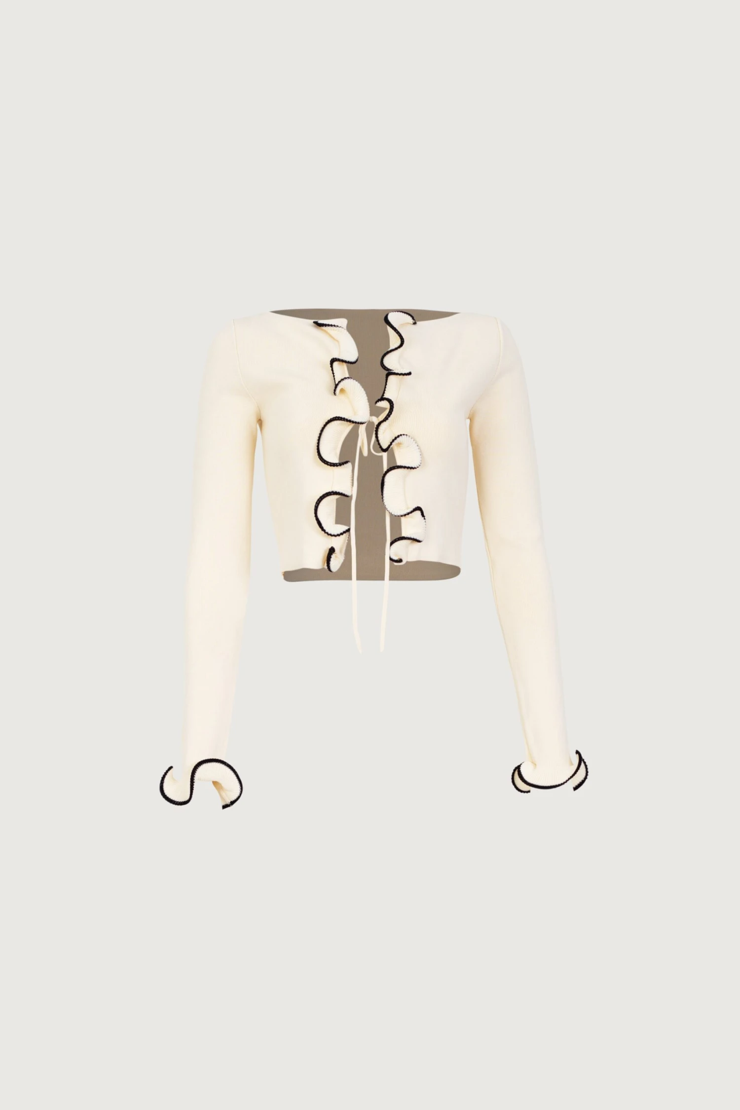 Ruffle Hem Top (Cream/Black)(Ruffle Hem Top Cream Black) 1 Ruffle Hem Top (Cream/Black)(Ruffle Hem Top Cream Black)