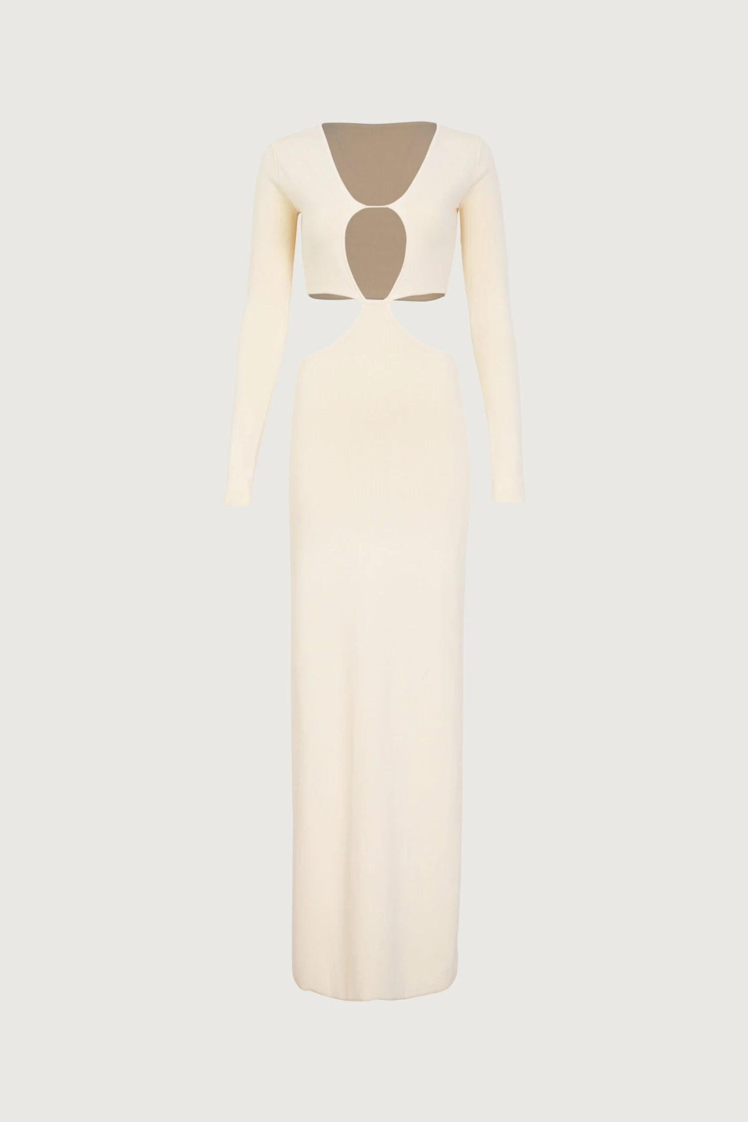 Long Sleeve Cut Out Maxi Dress (Cream)(Long Sleeve Cut Out Maxi Dress Cream) 1 Long Sleeve Cut Out Maxi Dress (Cream)(Long Sleeve Cut Out Maxi Dress Cream)