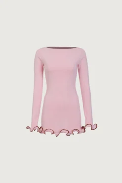 Ruffle Hem Mini Dress (Baby Pink)(Ruffle Hem Mini Dress Baby Pink)