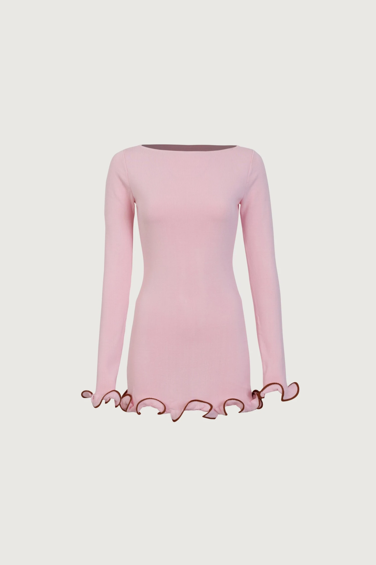 Ruffle Hem Mini Dress (Baby Pink)(Ruffle Hem Mini Dress Baby Pink) 1 Ruffle Hem Mini Dress (Baby Pink)(Ruffle Hem Mini Dress Baby Pink)