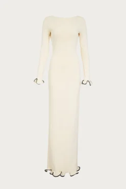 Ruffle Hem Maxi Dress (Cream/Black)(Ruffle Hem Maxi Dress Cream Black)