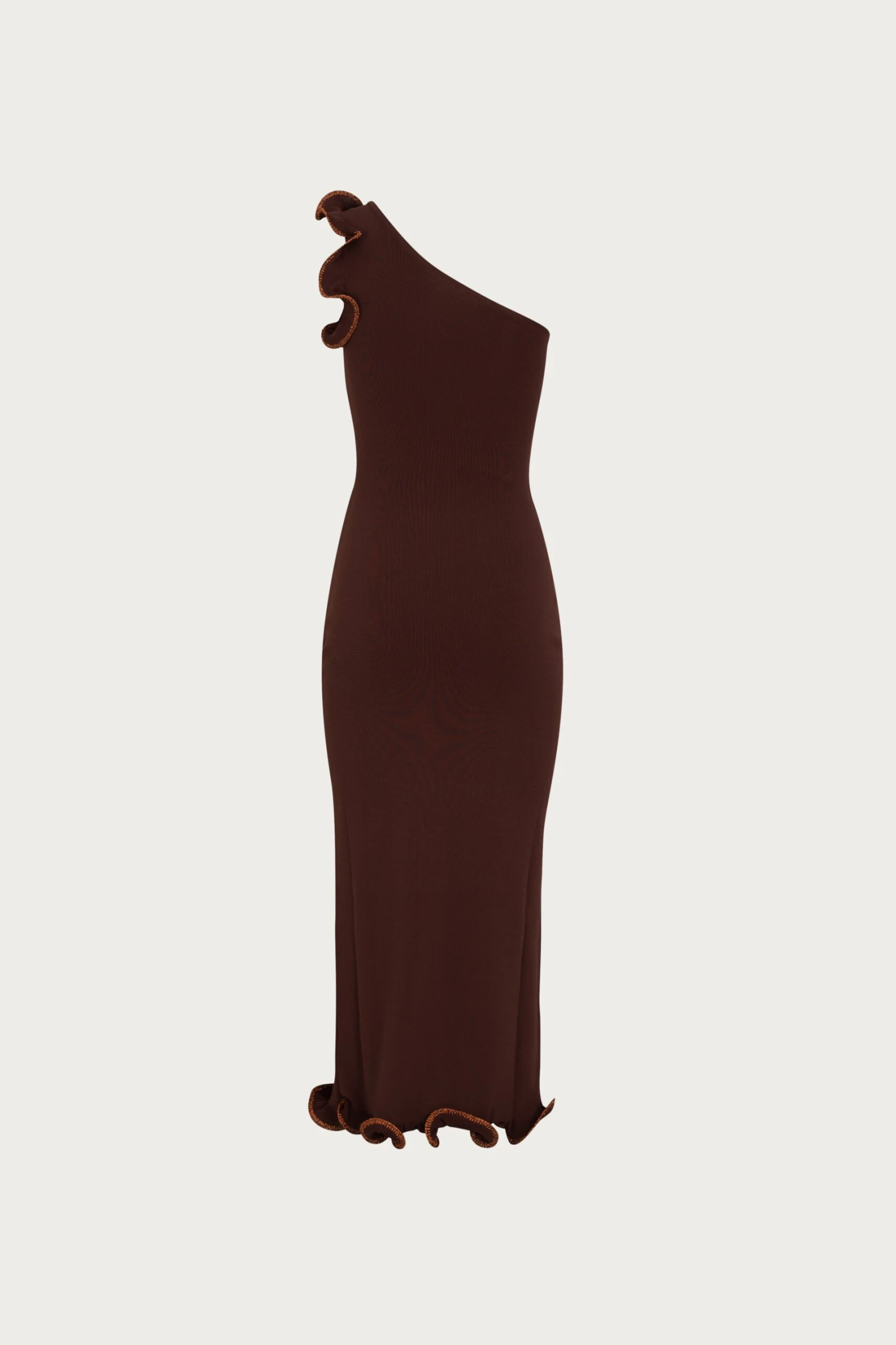 Ruffle Hem One Shoulder Dress (Chocolate Brown/Brown Lurex)(Ruffle Hem One Shoulder Dress Chocolate Brown Brown Lurex) 6 Ruffle Hem One Shoulder Dress (Chocolate Brown/Brown Lurex)(Ruffle Hem One Shoulder Dress Chocolate Brown Brown Lurex) - Image 6