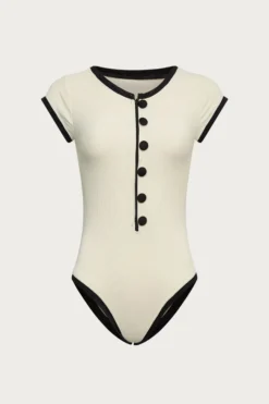 The Grace One Piece (Ribbed Cream/Black)(The Grace One Piece Ribbed Cream Black)