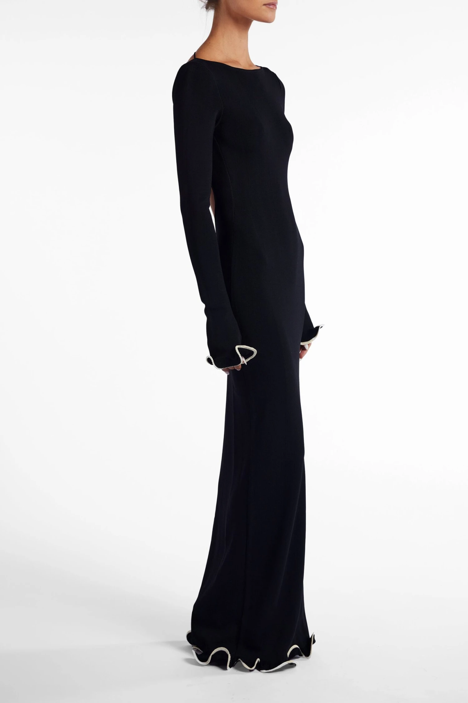 Ruffle Hem Maxi Dress (Black/Cream)(Ruffle Hem Maxi Dress Black Cream) 5 Ruffle Hem Maxi Dress (Black/Cream)(Ruffle Hem Maxi Dress Black Cream) - Image 5