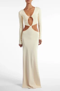 Long Sleeve Cut Out Maxi Dress (Cream)(Long Sleeve Cut Out Maxi Dress Cream) 8 Long Sleeve Cut Out Maxi Dress (Cream)(Long Sleeve Cut Out Maxi Dress Cream) -Same Los Angeles Ecomm2025 127 scaled