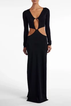 Long Sleeve Cut Out Maxi Dress (Black Lurex)(Long Sleeve Cut Out Maxi Black Lurex) 8 Long Sleeve Cut Out Maxi Dress (Black Lurex)(Long Sleeve Cut Out Maxi Black Lurex) -Same Los Angeles Ecomm2025 130 scaled