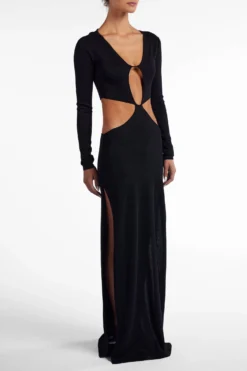Long Sleeve Cut Out Maxi Dress (Black Lurex)(Long Sleeve Cut Out Maxi Black Lurex) 9 Long Sleeve Cut Out Maxi Dress (Black Lurex)(Long Sleeve Cut Out Maxi Black Lurex) -Same Los Angeles Ecomm2025 131 scaled