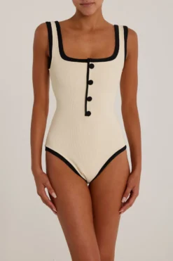 The Grace Tank One Piece (Ribbed Cream/Black)(The Grace Tank One Piece Ribbed Cream Black) -Same Los Angeles Grace Ecomm24 scaled