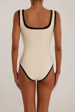 The Grace Tank One Piece (Ribbed Cream/Black)(The Grace Tank One Piece Ribbed Cream Black) -Same Los Angeles Grace Ecomm25 scaled