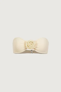 Rosette Bandeau Top (Faux Suede Cream/Cream)(Rosette Bandeau Top Faux Suede Cream Cream)