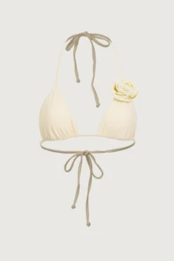 Rosette Triangle Top (Faux Suede Cream/Cream)(Rosette Triangle Top Faux Suede Cream Cream)