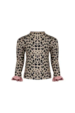 Ruffle Rashguard (leopard/ribbed Blush)(Ruffle Rashguard Leopard Ribbed Blush)