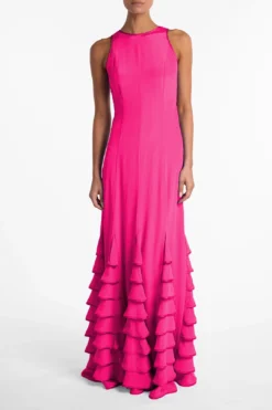 Tiered Chiffon Gown (Fuchsia)(Tiered Chiffon Gown Fuchsia) -Same Los Angeles R74