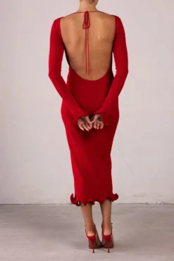 Ruffle Hem Midi Dress (Red)(Ruffle Hem Midi Dress Red) -Same Los Angeles RTW R2526 scaled
