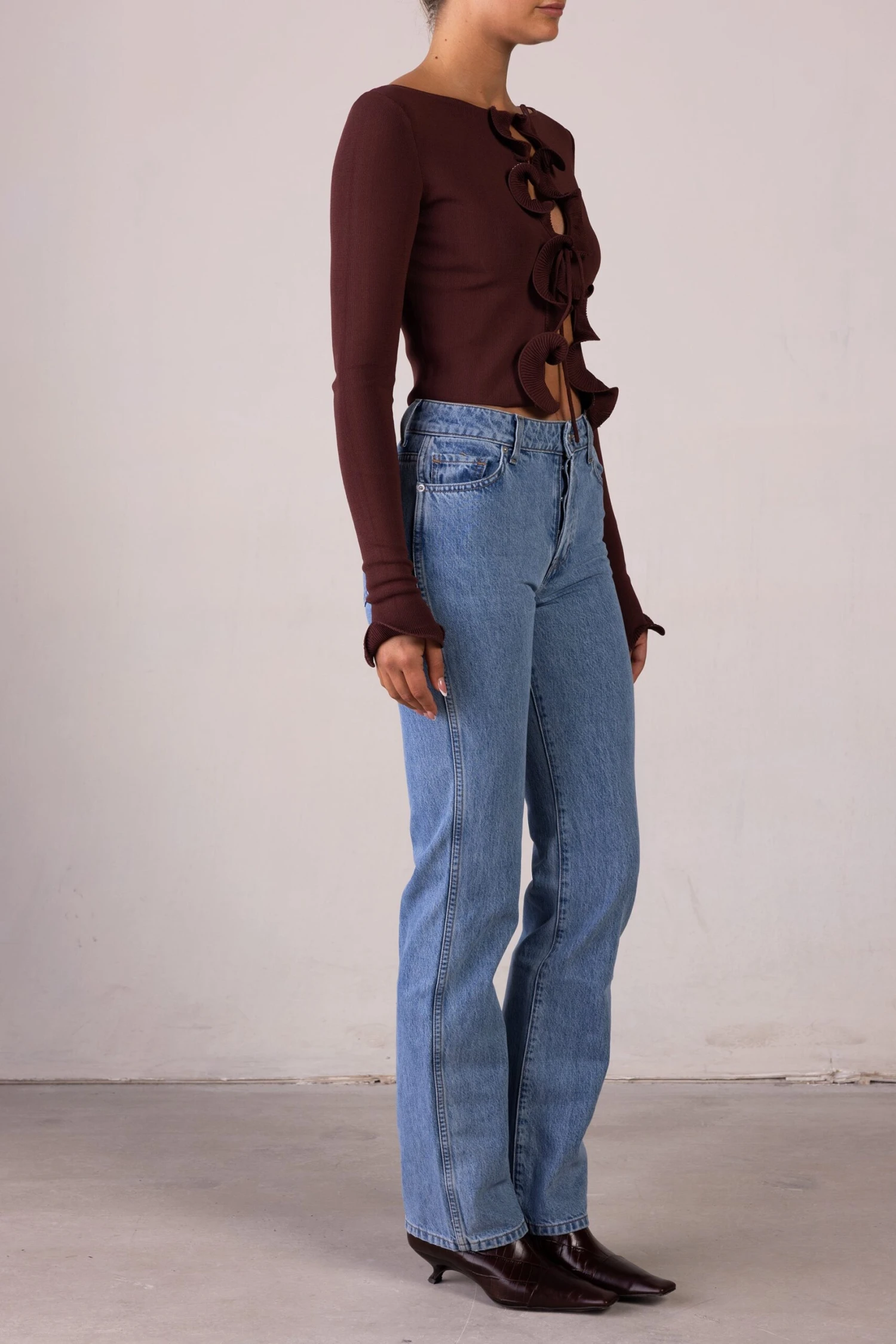 Ruffle Hem Top (Chocolate Brown)(Ruffle Hem Top Chocolate Brown) 4 Ruffle Hem Top (Chocolate Brown)(Ruffle Hem Top Chocolate Brown) - Image 4