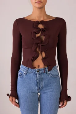 Ruffle Hem Top (Chocolate Brown)(Ruffle Hem Top Chocolate Brown) 13 Ruffle Hem Top (Chocolate Brown)(Ruffle Hem Top Chocolate Brown) -Same Los Angeles RTW R2555 scaled