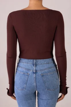 Ruffle Hem Top (Chocolate Brown)(Ruffle Hem Top Chocolate Brown) 14 Ruffle Hem Top (Chocolate Brown)(Ruffle Hem Top Chocolate Brown) -Same Los Angeles RTW R2556 scaled