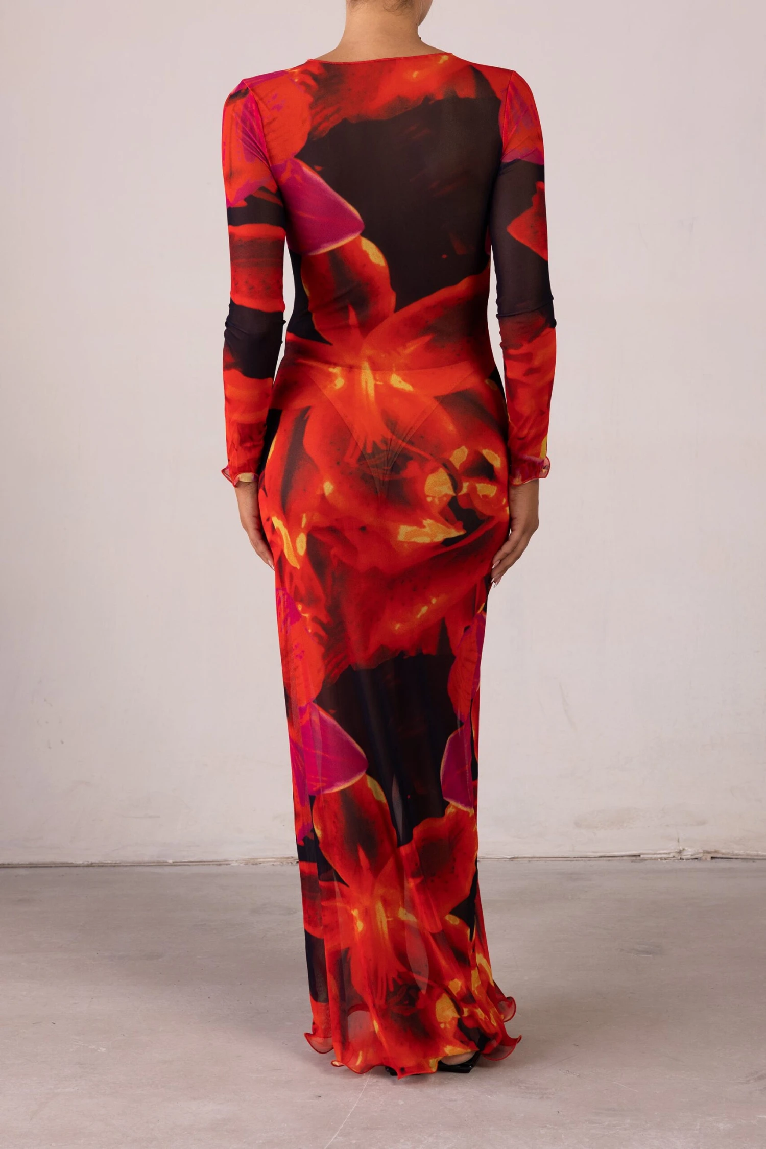 Mesh Maxi Dress (Red Tropical)(Mesh Maxi Dress Red Tropical) 6 Mesh Maxi Dress (Red Tropical)(Mesh Maxi Dress Red Tropical) - Image 6