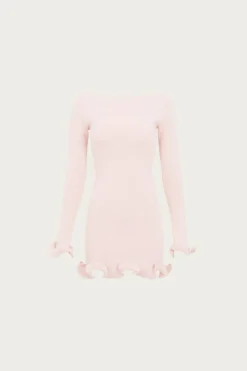 Ruffle Hem Mini Dress (Pale Pink)(Ruffle Hem Mini Dress Pale Pink)