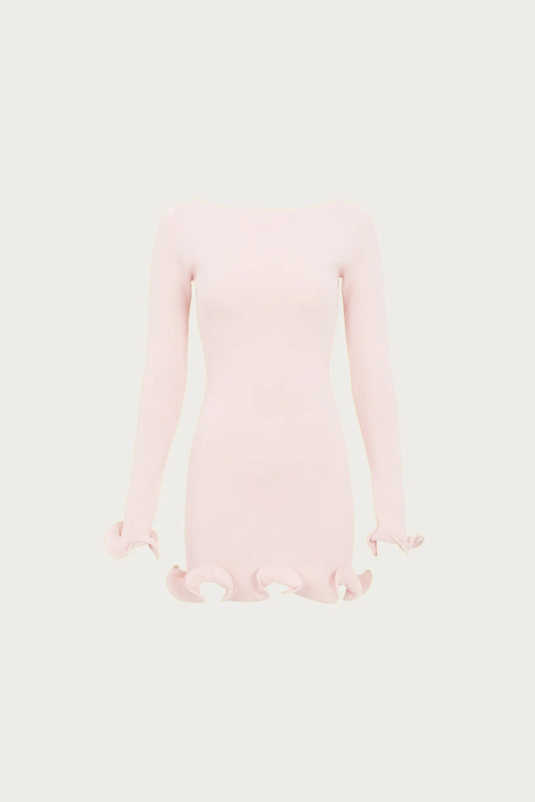 Ruffle Hem Mini Dress (Pale Pink)(Ruffle Hem Mini Dress Pale Pink) 1 Ruffle Hem Mini Dress (Pale Pink)(Ruffle Hem Mini Dress Pale Pink)
