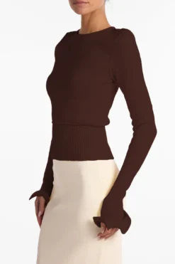 Ruffle Hem Sweater (Chocolate Brown)(Ruffle Hem Sweater Chocolate Brown) 11 Ruffle Hem Sweater (Chocolate Brown)(Ruffle Hem Sweater Chocolate Brown) -Same Los Angeles RuffleTop 11