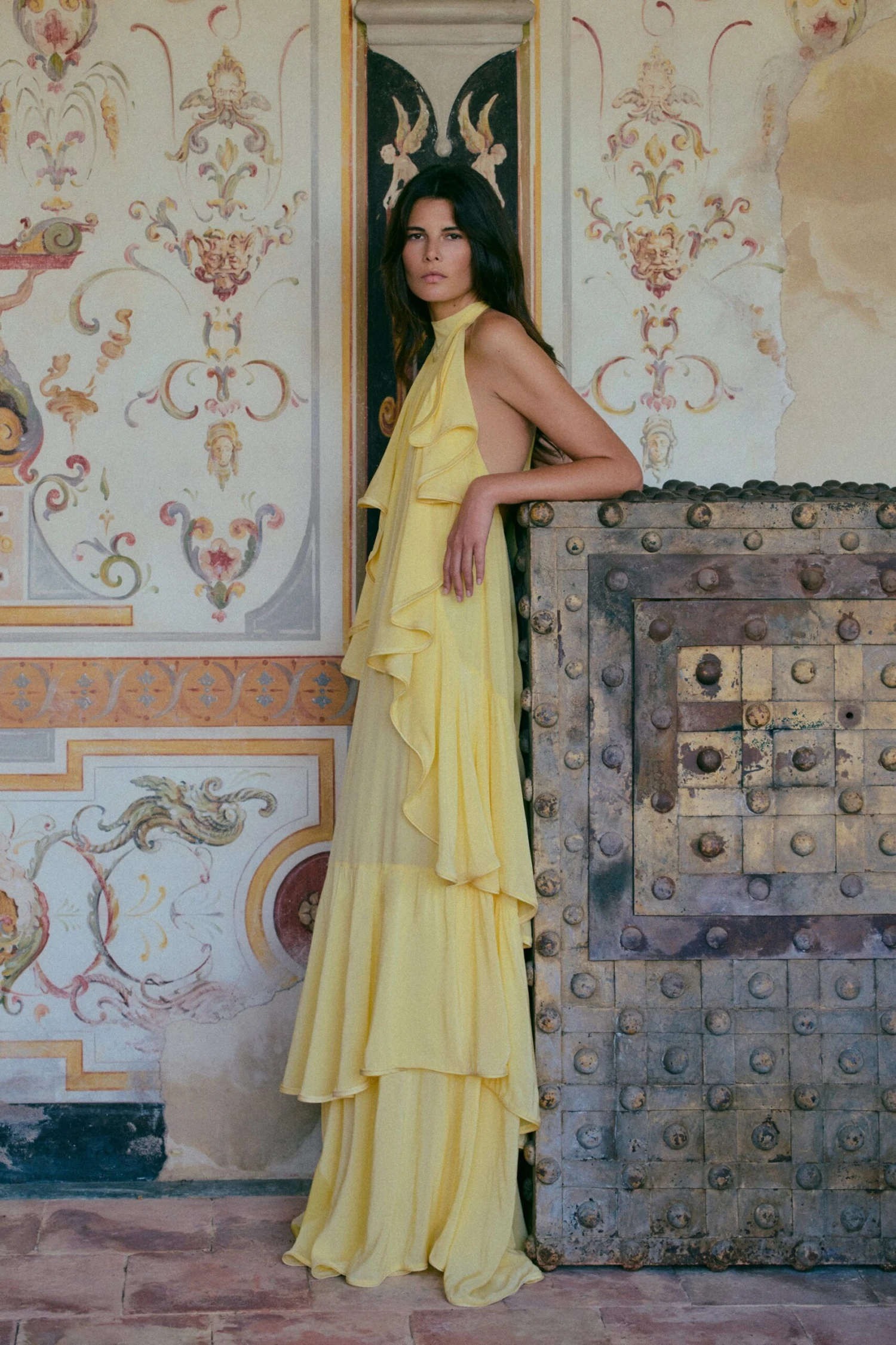 Layered Chiffon Gown (Butter Yellow)(Layered Chiffon Gown Butter Yellow) 2 Layered Chiffon Gown (Butter Yellow)(Layered Chiffon Gown Butter Yellow) - Image 2