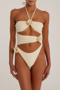 Rosette Cut Out One Piece (Faux Suede Cream/Cream)(Rosette Cut Out One Piece Faux Suede Cream Cream) -Same Los Angeles SAME Ecomm24.36 scaled