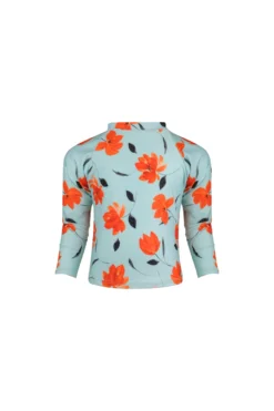 Unisex Rashguard (blue Orange Floral)(Unisex Rashguard Blue Orange Floral)