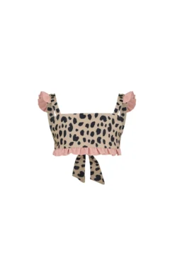 Ruffle Bandeau Top (leopard/ribbed Blush)(Mini Me Top Leopard Ribbed Blush)